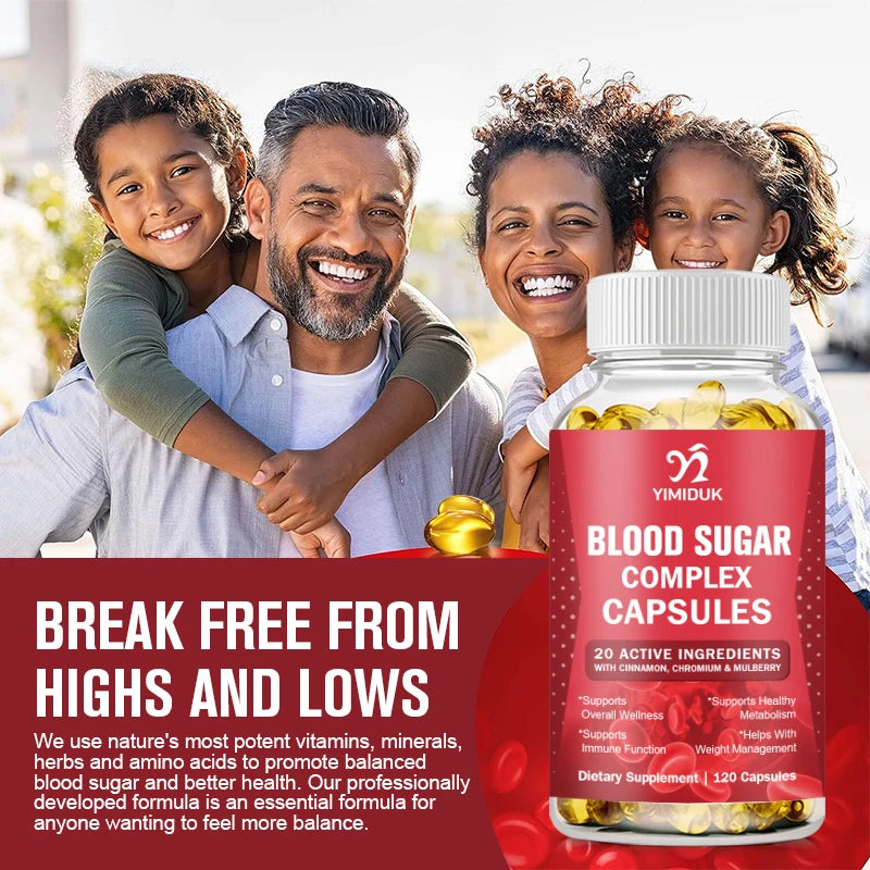 Blood Sugar Complex Supplement, for Energy & Overall Wellness, Promotes Immune System, Men Women, Non-GMO