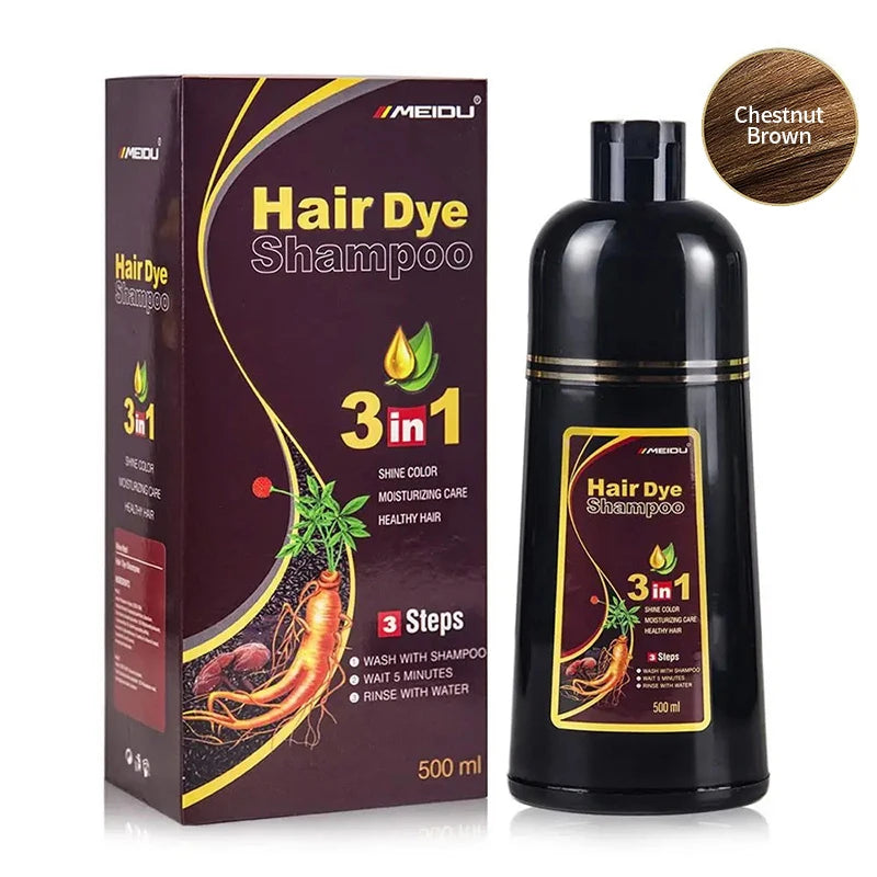3 In 1 Black Hair Dye Shampoo Quick Instant Coloring Shampoo Gray White Cover Natural Plant Fast Dye Long Lasting Dye Shampoo