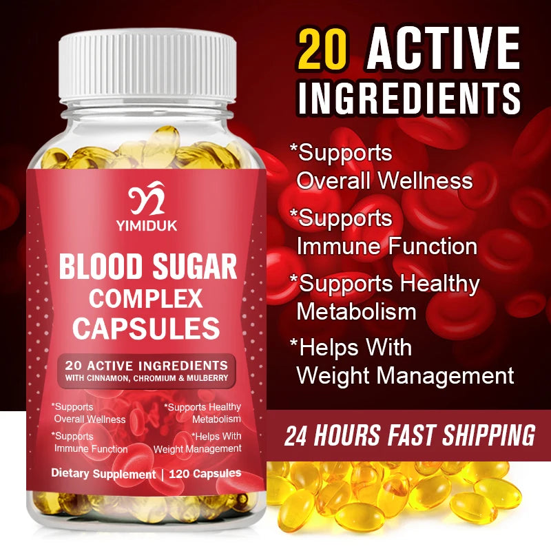 Blood Sugar Complex Supplement, for Energy & Overall Wellness, Promotes Immune System, Men Women, Non-GMO