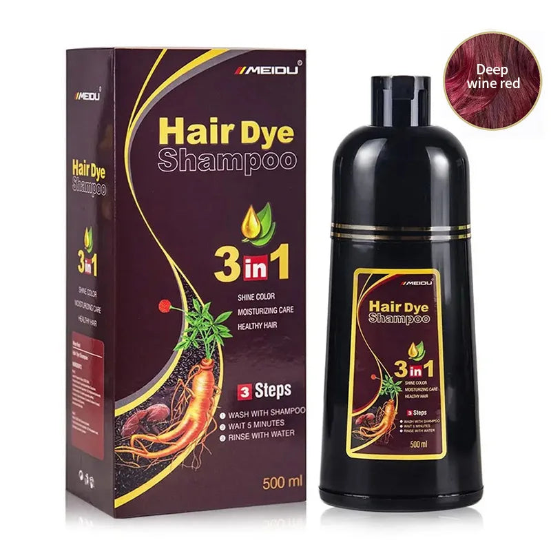 3 In 1 Black Hair Dye Shampoo Quick Instant Coloring Shampoo Gray White Cover Natural Plant Fast Dye Long Lasting Dye Shampoo