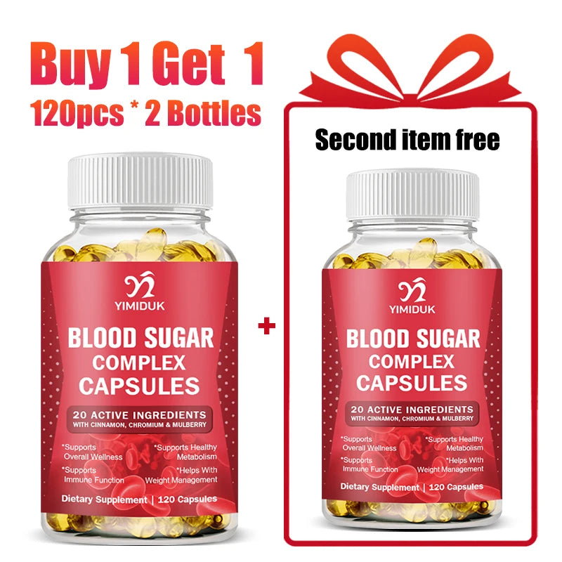 Blood Sugar Complex Supplement, for Energy & Overall Wellness, Promotes Immune System, Men Women, Non-GMO