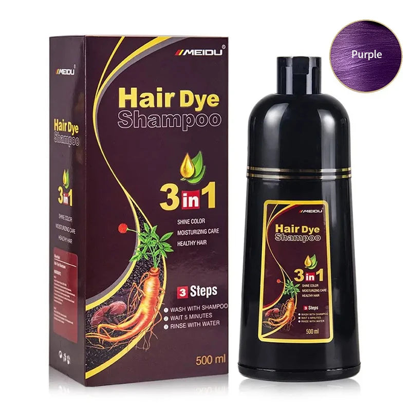 3 In 1 Black Hair Dye Shampoo Quick Instant Coloring Shampoo Gray White Cover Natural Plant Fast Dye Long Lasting Dye Shampoo