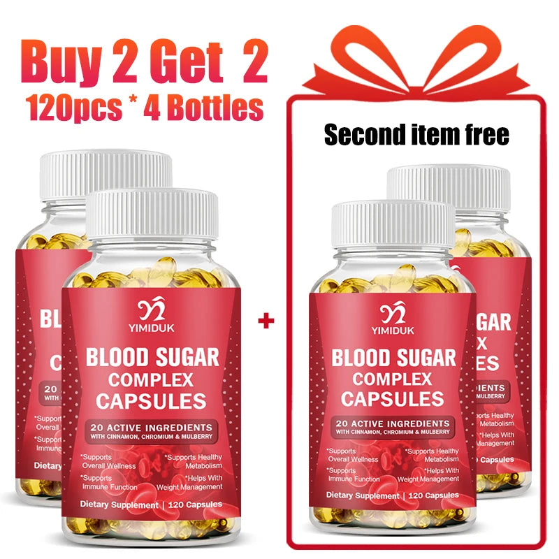 Blood Sugar Complex Supplement, for Energy & Overall Wellness, Promotes Immune System, Men Women, Non-GMO