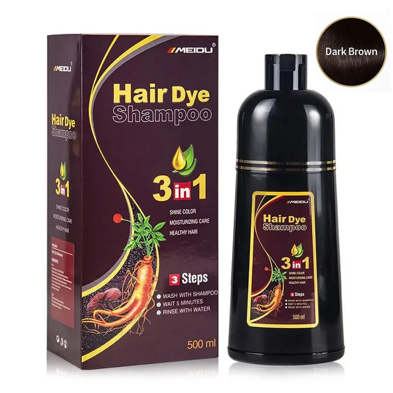 3 In 1 Black Hair Dye Shampoo Quick Instant Coloring Shampoo Gray White Cover Natural Plant Fast Dye Long Lasting Dye Shampoo