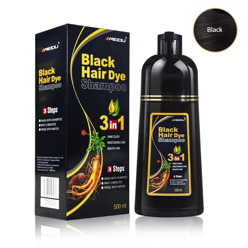 3 In 1 Black Hair Dye Shampoo Quick Instant Coloring Shampoo Gray White Cover Natural Plant Fast Dye Long Lasting Dye Shampoo